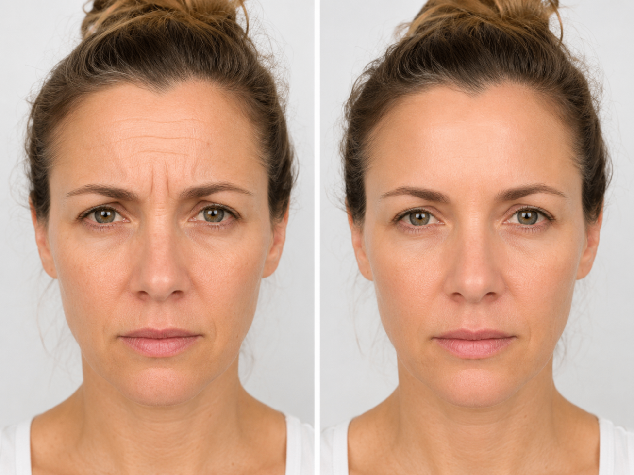 Botox before and after for forehead and frown lines