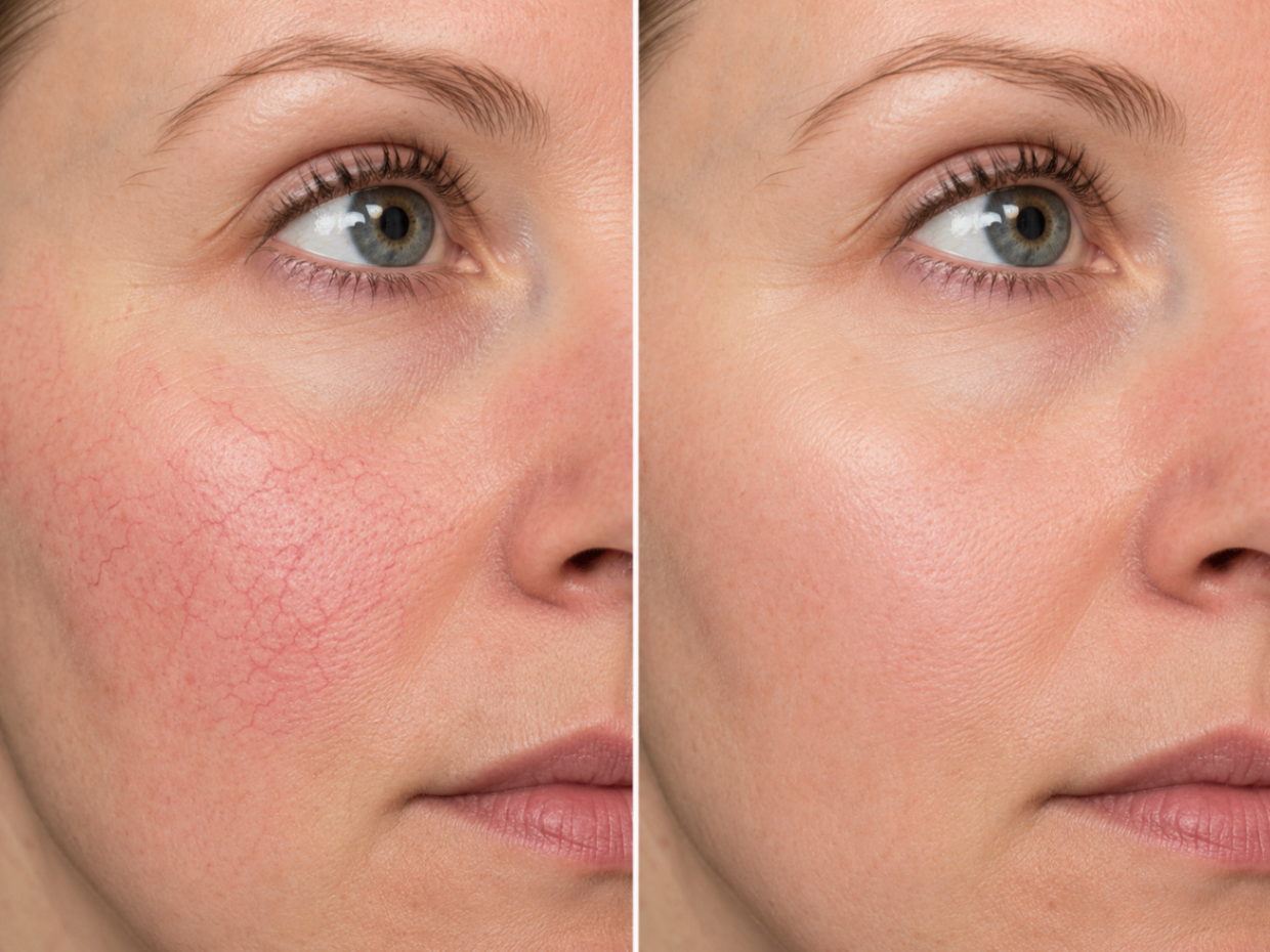 Vasculaze before and after for spider veins and redness